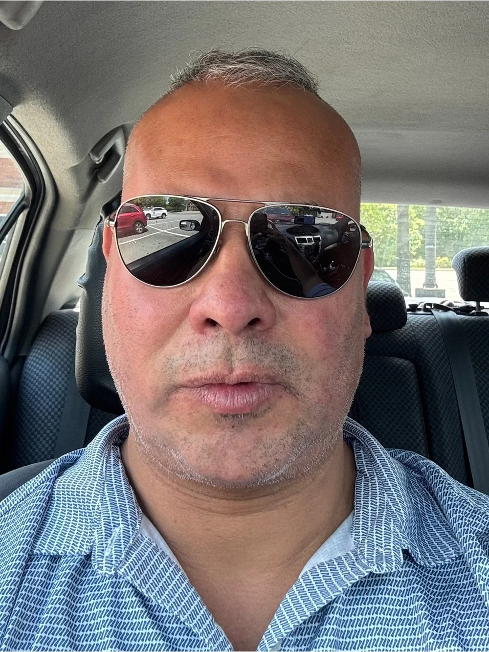Revo Men’s Aviator Sunglasses in Silver Frame with Dark Blue Lenses